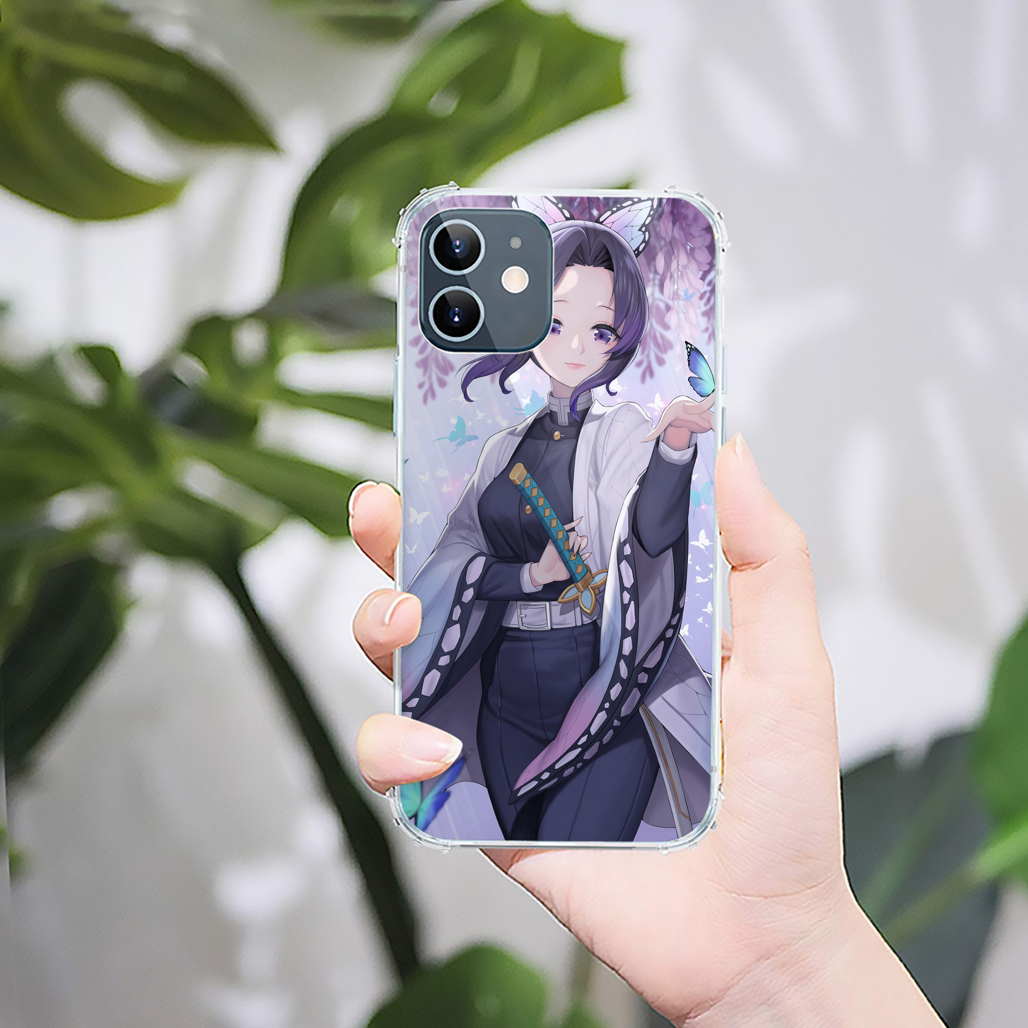 （画像用） 鬼滅の刃（きめつのやいば）蟲柱-胡蝶 しのぶ／こちょう しのぶ Kochou Shinobu 【iPhone 12シリーズ対応】透明スマホケース（クリアソフトケース）